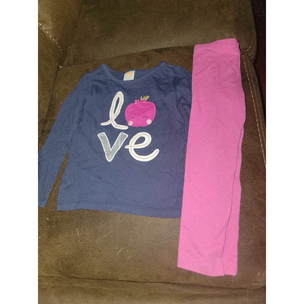 Gymboree charm class love apple top and leggings size 2t